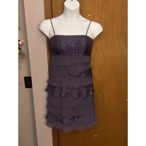 JR Nites by Carol Lin Purple Tiered Ruffle Beaded Party Dress with Bolero Size 8